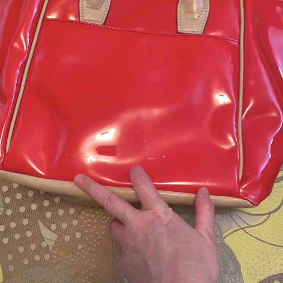 Large Anne Klein Patent Leather Red Bag - Picture 7 of 10